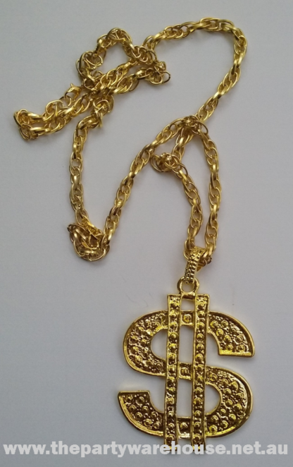 Bling Dollar Pendant Necklace Gold