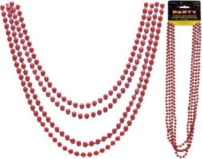 Metallic Bead Necklaces Red