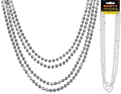 Metallic Bead Necklaces Silver