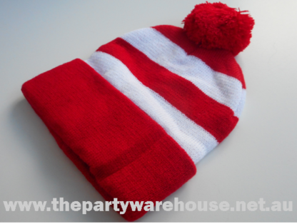 Wally Red and White Striped Beanie