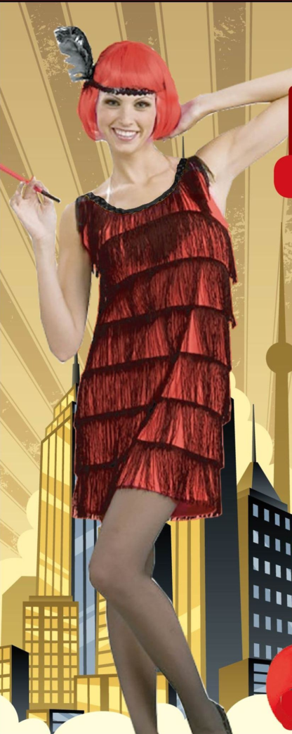 Flapper Dress with Tassels - Red