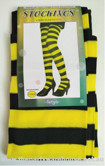 Stockings Yellow Black Striped