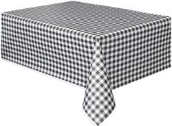 Black Gingham Printed Plastic Tablecover
