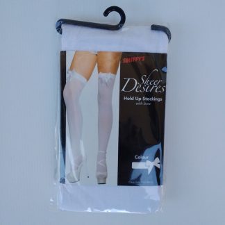 Thigh High Stockings - White with White Bow